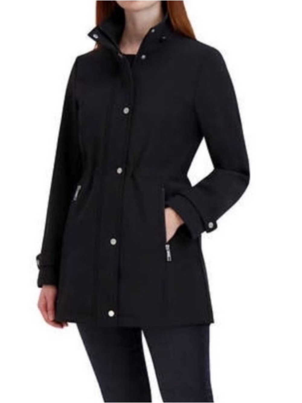 Nautica Size S Soft Shell Hooded Jacket Black Fleece Lined Water Resistant